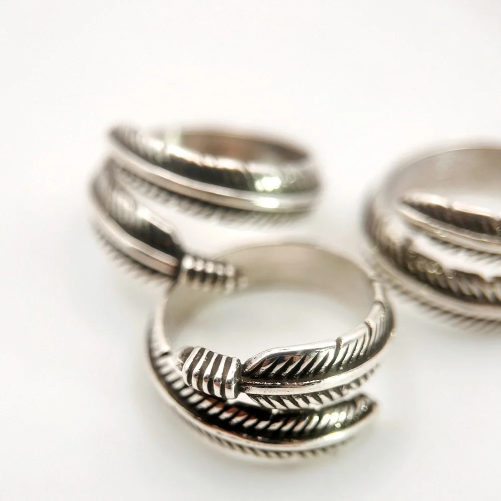 FP Folded Feather Silver Ring - Picture 2 of 5